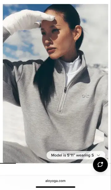 alo 그레이 하프 지퍼 트레이닝복 S