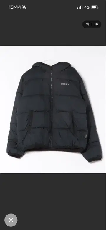 ROXY 후드 부착 블랙 다운 자켓 L