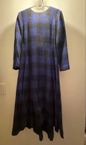 [ 새상품급 ] RBS 파랑 블랙 체크 긴팔 롱 원피스