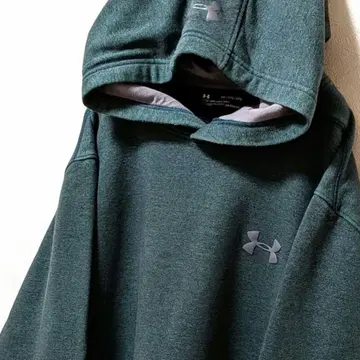언더아머 로고 풀오버 후드티 그린 녹색 2XL 구제 의류