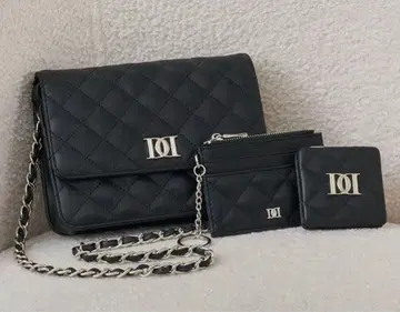 Darich DD 로고 퀼팅 트래블 세트 블랙