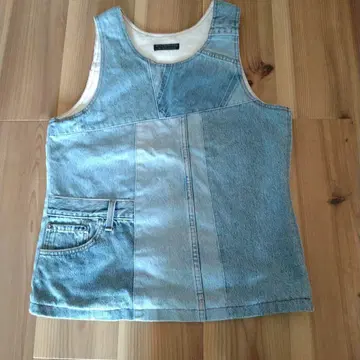 데님 블루 패치워크 베스트