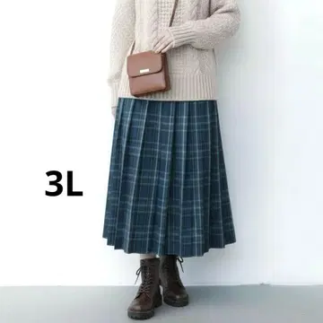 Laveange 라비앙제 타탄 체크 플리츠 스커트 3L 네이비