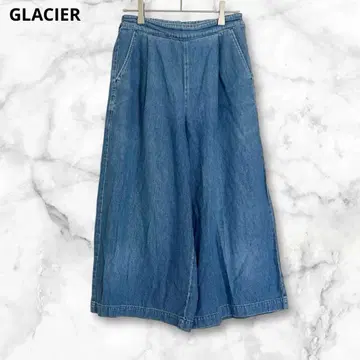 그라시아 데님풍 가우초 팬츠 M 허리밴딩 코튼 100% 심플