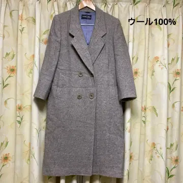 그레이 더블 브레스 롱 코트 울 100% 핸드메이드 오더