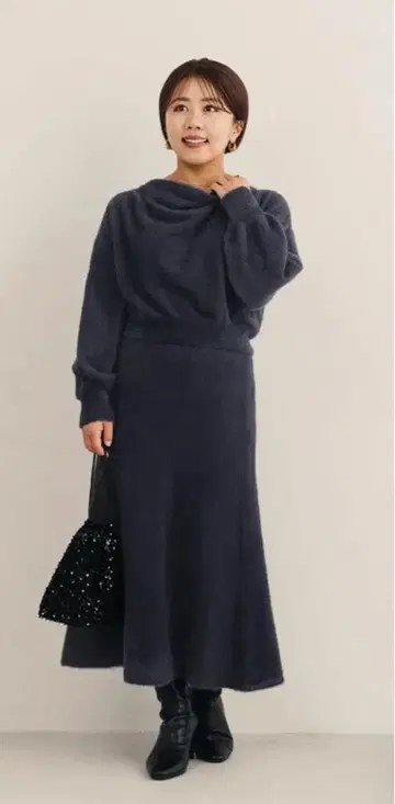 페더 드레이프 니트 셋업-regular