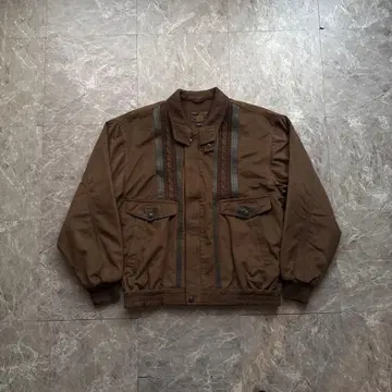 빈티지 클럽 짧은 기장 스웨이드 가죽 스윙탑 해링턴