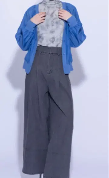 데님 2턱 와이드 팬츠 그레이