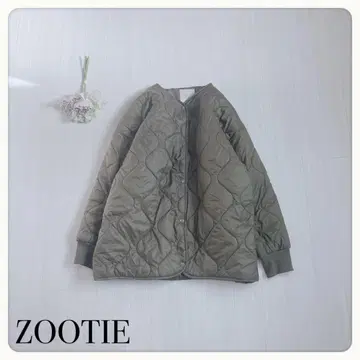 [ 인기 컬러 ] 쥬티 퀼팅 자켓 카키 M 노카라 경량