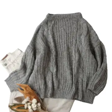 새상품급 ichi 이치 알파카 모헤어 혼방 믹스 니트 스웨터 그레이