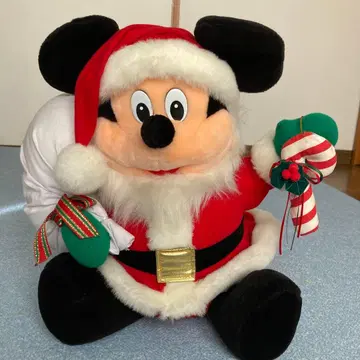 미키마우스 크리스마스 봉제 인형 약 35cm 페이스 타월 덤 포함