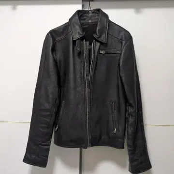 블랙 페이크 가죽 자켓