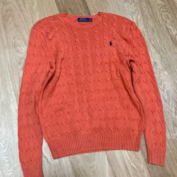 랄프 로렌 케이블 니트 코튼 니트 오렌지 L