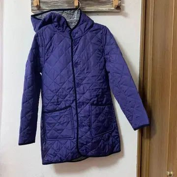 퀼팅 자켓 후드 부착 리버서블 여성용 M 보라색