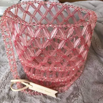 사만사 타바사 핑크 복조리 비즈 버킷백