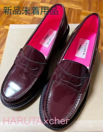 [ 미착용 새상품 ] HARUTA x cher 버건디 로퍼 23cm