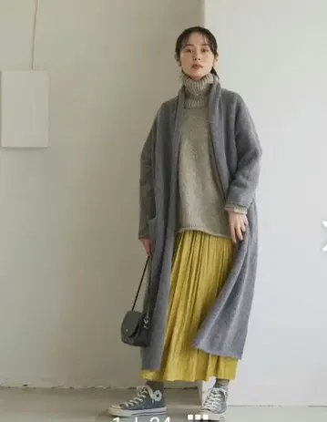 새상품급 북유럽 생활 잡화점 알파카 혼방의 포근한 가디건 롱