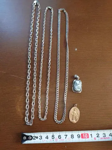 실버 925 링크 체인과 펜던트 세트
