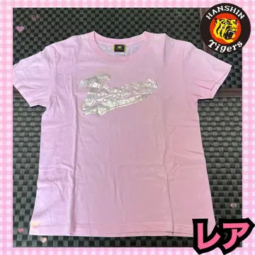 [ 레어 ] 한신 타이거즈 실버 로고 프린트 핑크 T셔츠