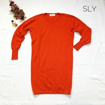 슬라이 캐시미어 니트 원피스 튜닉 오렌지 긴팔