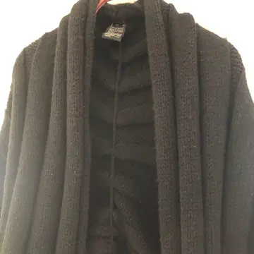 Sov. 니트 케이프 코트 케이블 숄카라 판초풍 블랙 블랙