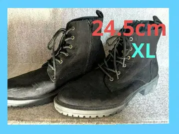 [ 부츠 ] 블랙 스웨이드 밀리터리 부츠 24.5cm