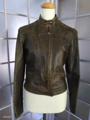 KOOKAI 인조 가죽 라이더 자켓 카키