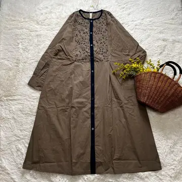 미사용 cloud nine 클라우드나인 자수 원피스 면 베이지