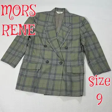 MORS RENE 체크 더블 정장 자켓 그린 9 일본제