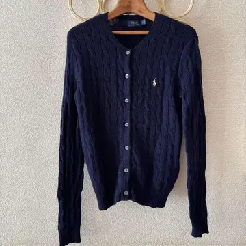 폴로 랄프 로렌 케이블 니트 가디건 캐시미어 혼방 네이비 S