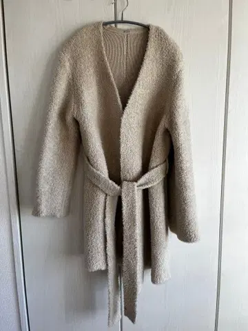 아이보리 보아 자켓 허리 벨트 포함