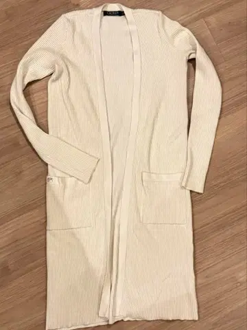 랄프 로렌 아이보리 리브 여성용 롱 가디건 XS