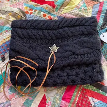 택 포함 새상품 니트 클러치백 스타 별 모양 징 포함 L