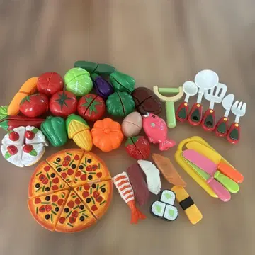 식재료 완구 세트 ( 채소 피자 생선, 케이크, 초밥 )