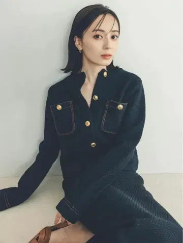 anuans 아뉴앙스 노카라 니트 자켓 S 사이즈 네이비