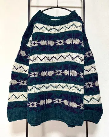 에콰도르 니트 스웨터 오버 사이즈 핸드 니트