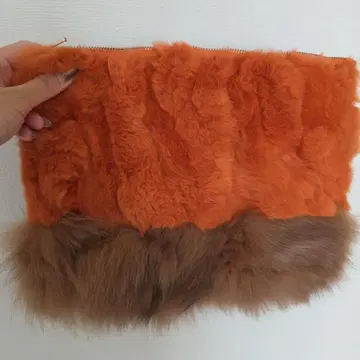 VICKY 오렌지 브라운 퍼 숄더백