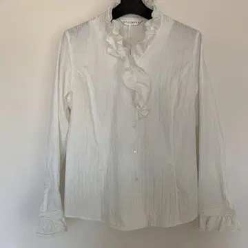 SPLENDED 프릴 달린 라메 화이트 셔츠 9호