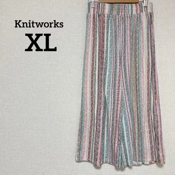 Knitworks [ XL ] 와이드 팬츠 멀티 스트라이프 허리밴딩