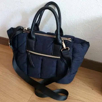 네이비 퀼팅 숄더백