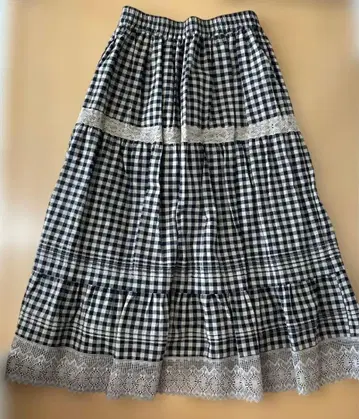 사만사 모스모스 체크 레이스 티어드 스커트