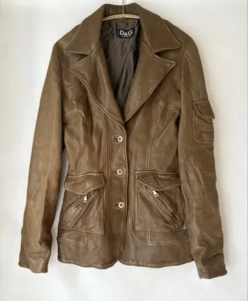 D&G 돌체&가바나 카키 가죽 자켓 40 사이즈 (XS~S)