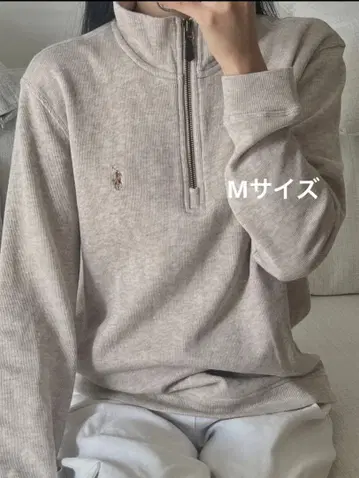 polo 랄프 로렌 하프 지퍼 포니 원 포인트 후드티 베이지