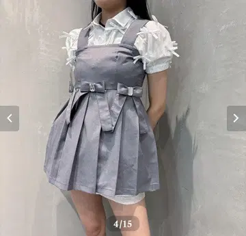 lilLilly 비쥬 플리츠 미니 드레스 그레이