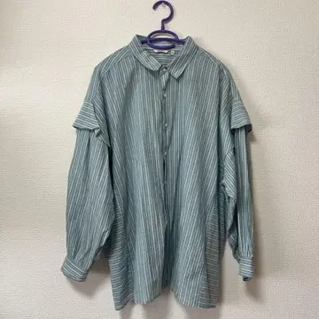 니코앤드 프리미엄 론 와이드 셔츠 Long 그린 스트라이프