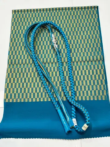 후리소데용 허리띠 장식 포함 오비 장식 천 2종 세트 순수 실크