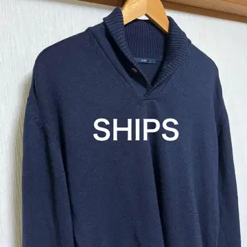 [ 새상품급 ] SHIPS 쉽스 하프 버튼 울 니트 네이비