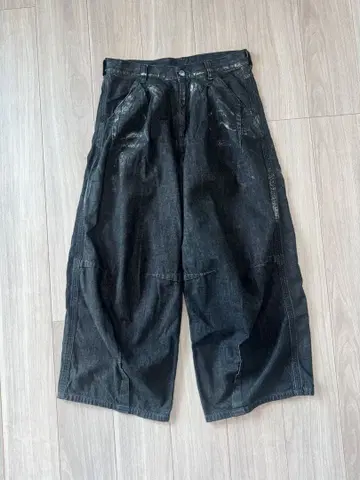 새상품급 MUZE 뮤즈 실버 은박 가공 와이드 데님