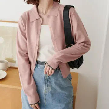 DISCOAT 가디건 모찌모찌 카라 달린 가디건 미사용 새상품 택 포함