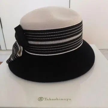 스트라이프 리본 포함 울 햇